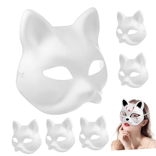 Luxshiny 10 Stück Katzenmaske Therian-Maske Weißes Papier Blanko Katzenmasken Zum Bemalen Diy-Tier-Anziehmaske Für Maskerade Halloween Kinder Cosplay Masken Kostüm Partyzubehör von Luxshiny