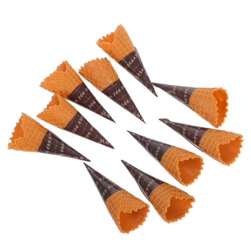 Luxshiny 10 Stück Mini Snack Cone Teiliges Kunst Eiscreme Modell für Puppenhaus Dekoration Handgefertigt mit Papierhalter für Kreative Spielideen und DIY Projekte von Luxshiny