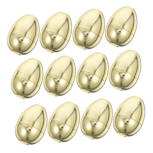 Luxshiny 12 Stück Ostern simulierte goldene Eier Nein Plastikeier dekoratives Osterei Osterkorbfüller Ostereier basteln Mit Eiern gefülltes Osterbaumdekor Osterkugel Jumbo-Eier von Luxshiny