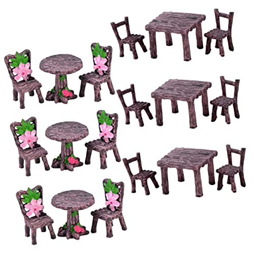 Luxshiny 18 Stück Miniatur Gartenmöbel Teilig Tisch und Stuhlmodelle für DIY Miniaturgärten Puppenhaus Dekoration Geeignet für Moos Sukkulenten und Kreative Fotografie von Luxshiny