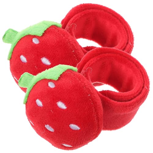 Luxshiny 2 Stück Erdbeer-Klapparmbänder Plüsch-Schnapparmband Ohrfeigen-Armband Fruchtförmiges Huggers-Spielzeug Partyzubehör Für Kinder von Luxshiny