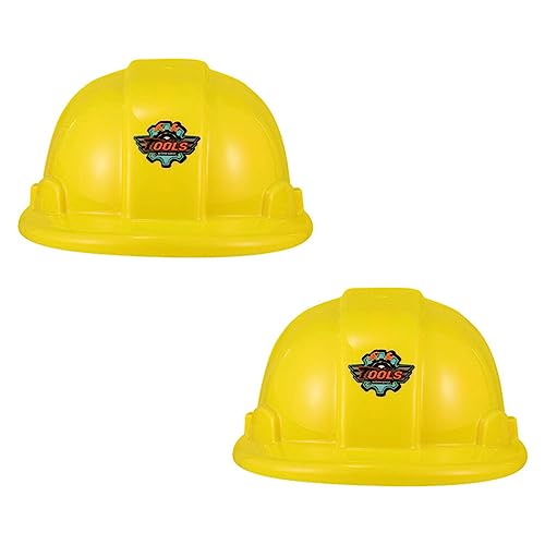 Luxshiny 2 Stück Spielzeug-Bauschutzhelme Aus Kunststoff In Gelben Arbeiterhüten Für Kinder Baumeisterhut Helm Ingenieurbau-Verkleidehüte Für Baugeburtstagsfeiern Mottopartys von Luxshiny