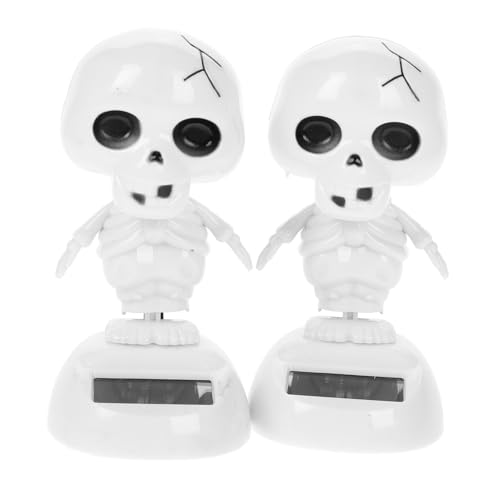 Luxshiny 2 Stück Teiliges Halloween Auto Deko Solarbetrieben Tanzende Skelett Figuren Halloween Ornaments Wackelfigur Auto Dekoration für Innen und Außen von Luxshiny