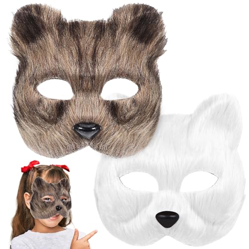 Luxshiny 2St tierische Maske Karnevalsmasken Cosplay-Tier-Pelz-Party-Augen-Katzenmasken halloween masken halloweenmaske Maskerade-Maske Tiermasken Fuchs Masken Abschlussball bilden Kleidung von Luxshiny