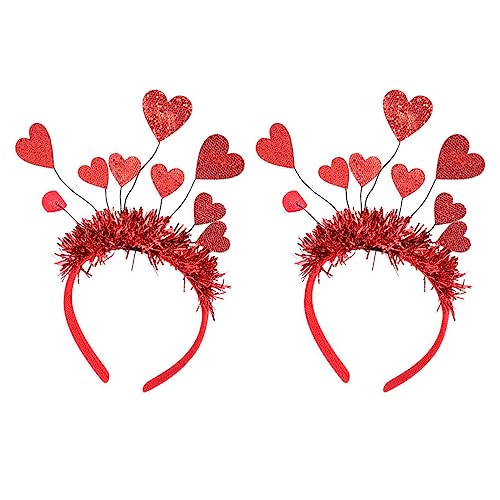 Luxshiny 2 Stücke Herz Stirnband Valentinstag Rote Herz Haarreifen Pailletten Haarbänder Haarschmuck Kopfbedeckung für Kinder Erwachsene Valentinstag Mottoparty Foto Requisiten von Luxshiny