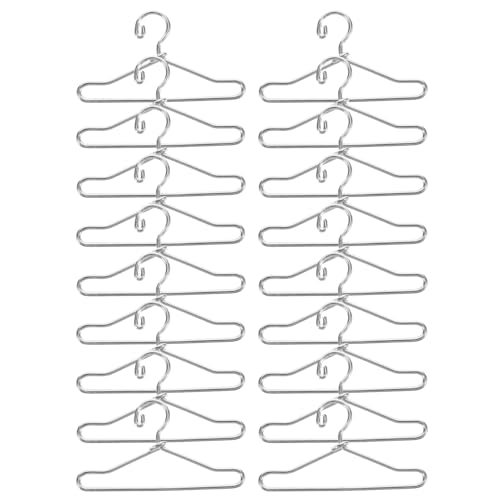 Luxshiny 20 Stück Mini-Kleiderbügel für Puppen: Kleiderbügel Kleiderschrank Kleidungszubehör für Puppen Stoffkleider Kleider Outfits (Silber) von Luxshiny