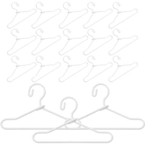Luxshiny 20 Stück Mini-Kleiderbügel für Puppen: Kleiderbügel Kleiderschrank Kleidungszubehör für Puppenkleidung Kleiderkleid Outfit (Weiß) von Luxshiny
