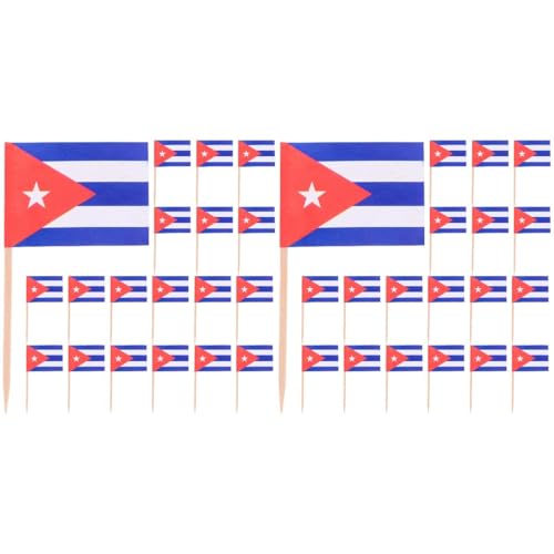 Luxshiny 200 Stück Cubaflag Kuchenspieße Obstspieße Cubaflag Cupcake Topper Stäbchen von Luxshiny