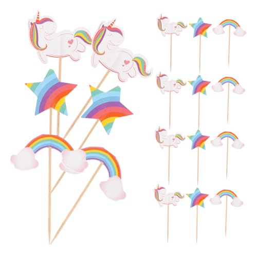 Luxshiny 24 Stück Kuchendekorationsspieße Geburtstagskuchenaufsätze Cartoon Cupcake Topper Kucheneinsatz Dekoration Kuchenzubehör Partydekorationen Kuchenzubehör Cupcake Topper von Luxshiny