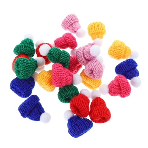 Luxshiny 24 Stück Mini Weihnachtsmützen Bunte Strickmützen für DIY Bastelprojekte Puppenhaus Deko und Weihnachtsfeiern Weiche Materialien für Kreative Aktivitäten von Luxshiny