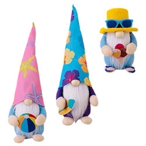 Luxshiny 3 Stück Teiliges GNOME Strand GNOME Doll mit Surfbrett Strandball und Eiscreme Sommerliche Tischdekoration für Garten für Festliche Anlässe von Luxshiny