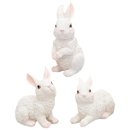 Luxshiny 3Stücke Osterhasen Dekofiguren Niedliche Kaninchen für Garten Rasen Zuhause DIY Dekoration für Frühlingsfest und Ostern Harz Ornamente für Mikrolandschaften von Luxshiny