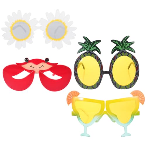 Luxshiny 4 Stück Partybrille faschingsbrille karnevalsbrille hawaiianische Obstgläser Sonnenbrille mit Hawaii-Motiv Plastikgläser Foto-Requisiten Strandparty-Brille Leicht von Luxshiny