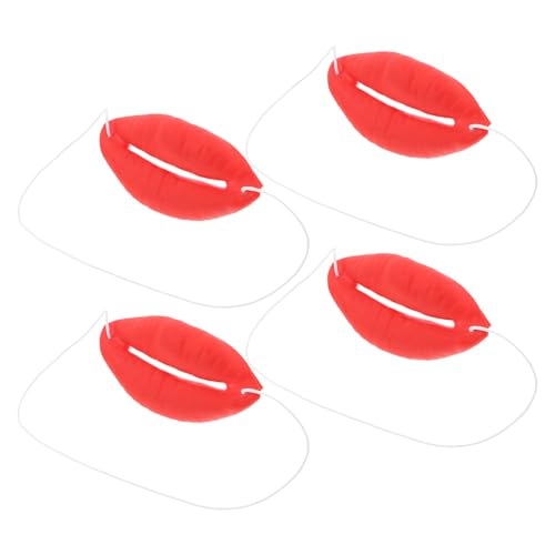Luxshiny 4 Stück Lustige Sausage Mouth Gesichtsmaske Rote Lippen Fotorequisiten für Maskerade Cosplay und Partys Spaß für Anlässe von Luxshiny