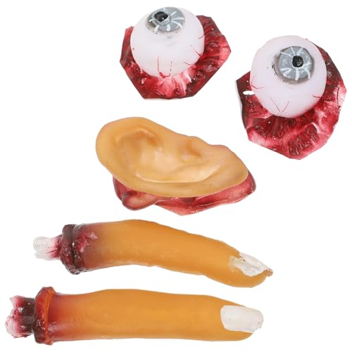 Luxshiny 4-Teiliges Set Mit Falschen Körperteilen – Halloween-Horror-Requisiten Mit Realistischen Falschen Fingern Ohren Und Augäpfeln Für Gruseliges Cosplay Spukhaus Und Streiche (12 cm von Luxshiny