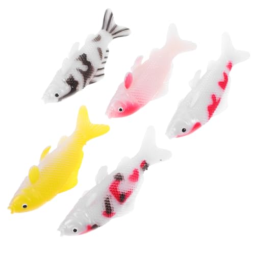 Luxshiny 5 Stück Koi-Fisch-Modell farbig Aquarium Unterwasserhandwerk Karpfen Fotografie künstlich groß Koi-Fisch-Figur Miniatur-Aquarium- kleine Feenfiguren Kunstfisch für Teich PVC von Luxshiny