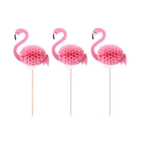 Luxshiny 50 Stück 3D-Flamingo-Cupcake-Topper Hawaiianische Luau-Tropen-Flamingo-Cupcake-Picks Für Sommer-Aloha-Thema Babyparty Geburtstag Hochzeit Party Kuchendekorationen von Luxshiny