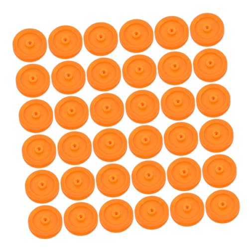 Luxshiny 50 Stück Riemenscheibe aus Kunststoff Riemenscheibensystem Spielzeugauto-Modifikationszubehör Mini-Riemenscheibe bewegliche Riemenscheibe Autoprojekte Plastik Orange von Luxshiny