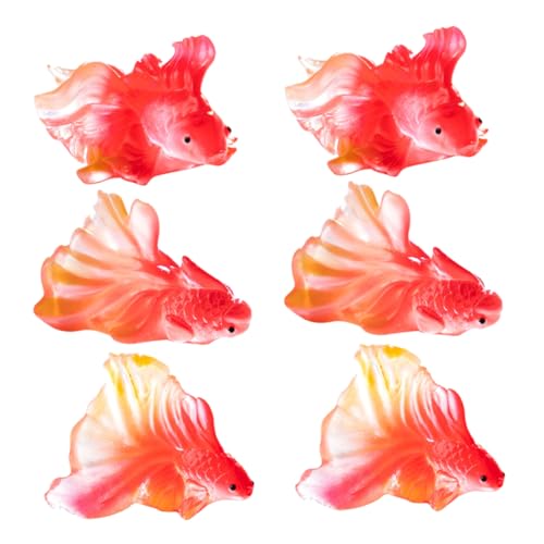 Luxshiny 6 Stück Aquariumdekorationen Zubehör Für Aquarien Miniaturfiguren Aquarienschmuck Kleine Aquariendekoration Winzige Spielsachen Miniaturspielzeug Fischertierstatue Harz Rot von Luxshiny
