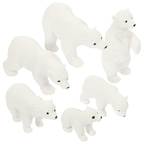 Luxshiny 6 Stück Miniatur Bärenfiguren Polar Bear Mikrolandschaft Ornamente Resin für Garten und Bonsai Dekoration Kreative Tiermodelle für Sammler von Luxshiny