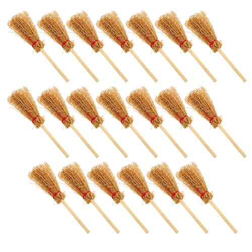 Luxshiny 80 Stück Puppenhausbesen Mini-Reinigungswerkzeugmodelle Halloween-Hexenbesen-Ornamente Mikro-Landschaftsdekor Hellbraun Holz von Luxshiny