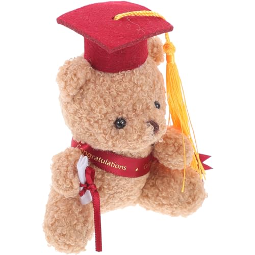 Luxshiny Abschluss-Stoffbären Abschluss-Plüschstofftier Klasse 2024 Abschluss-Minibär mit Diplomkappe Glückwunschschärpe für Sie Ihn Abschlussgeschenk Rot von Luxshiny