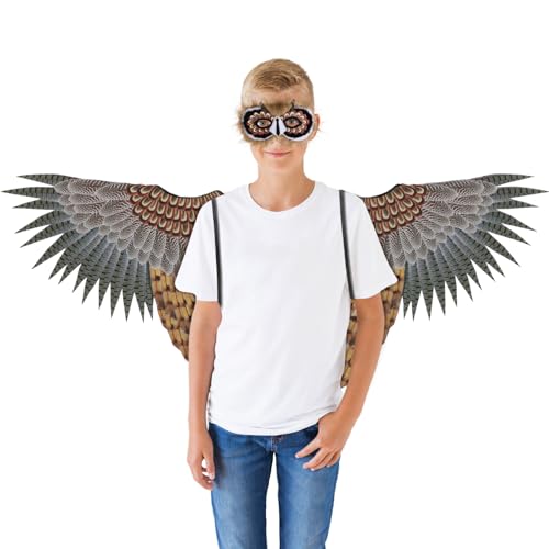 Luxshiny Eulenkostüm-Set – Flügel Und Maske Aus Vliesstoff Vogelkostüm Für Halloween Schulaufführungen Und Kostümpartys (2-Teilig) von Luxshiny