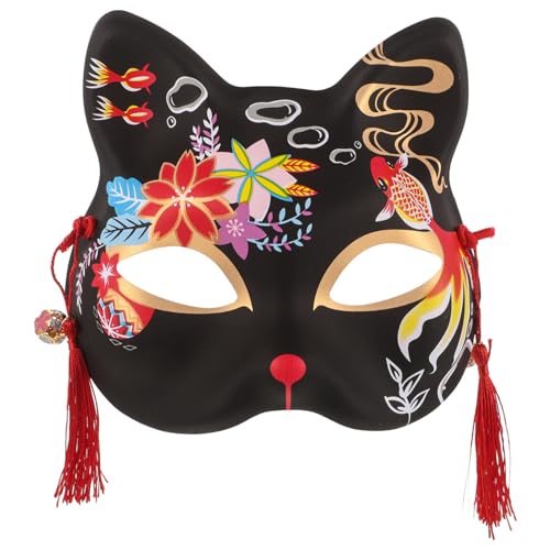 Luxshiny Japanische Fuchsmaske Kitsunes Kabuki Halbe Gesichtsmaske Tier Boku Katze Cosplay Maske Party Kostüm Maske Für Frauen Maskerade Ball Party von Luxshiny