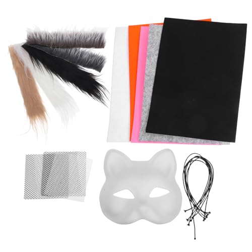 Luxshiny Katzenmaske Diy Set Weißes Maskenbau Kit mit Grauem Kunstfell und Klebefilz für Halloween Cosplay und Maskerade Events Bequem und Anpassbar für Kreative Designs Luxshiny Katzenmaske Diy Set Weißes Maskenbau Kit mit Grauem Kunstfell und Klebefilz für Halloween Cosplay und Maskerade Events Bequem und Anpassbar für Kreative Designs von Luxshiny