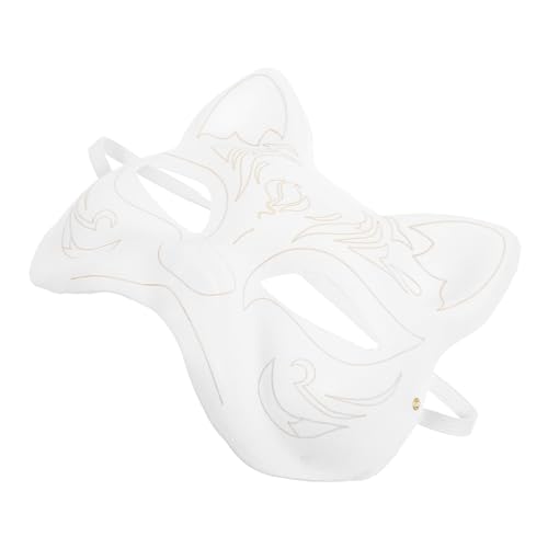 Luxshiny Katzenmaske Therian-Maske DIY Weiße Papiermasken Unbemalte Katzenhalbmasken Weiße Fuchsmasken Leere Handbemalte Masken Einfache Maskerademasken Für Halloween Cosplay B von Luxshiny