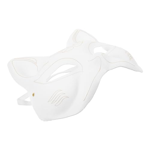 Luxshiny Katzenmaske Therian-Maske Diy Weiße Papiermasken Unbemalte Katzen-Halbmasken Weiße Fuchsmasken Leere Handbemalte Masken Einfache Maskerademasken Für Halloween Cosplay A von Luxshiny