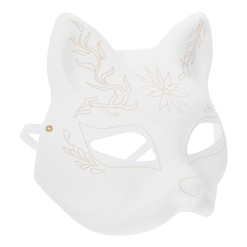 Luxshiny Katzenmaske Therian-Maske Diy Weiße Papiermasken Unbemalte Katzenhalbmasken Weiße Fuchsmasken Leere Handbemalte Masken Einfache Maskerademasken Für Halloween Cosplay C von Luxshiny