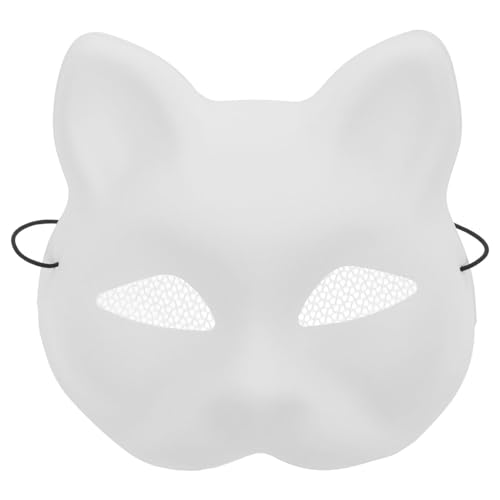 Luxshiny Katzenmaske Therian-Masken Unvollendete Weiße Maske Fuchsmaske Diy-Halloween-Tiermasken Halbe Maskerademaske Leere Bemalbare Maske -Requisite von Luxshiny