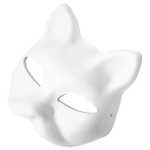 Luxshiny Katzenmasken Zum Bemalen Unbemalte Maskenmasken Leere Therian-Masken Zum Dekorieren Weiße Papiermasken Halbe Tiermasken Für Karneval Opern-Cosplay von Luxshiny