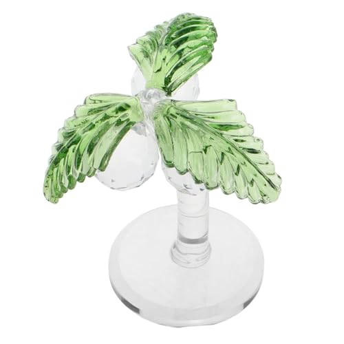 Luxshiny Kokosnuss-Baum-Ornament Bürodekor Briefbeschwerer Aus Glas Sonnenblumenlampe Positiver Kürbis Inspirierende Schreibtischdekoration Sammelfiguren Grün Kristall von Luxshiny