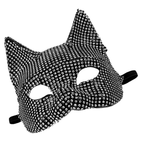 Luxshiny Maskerade Katzenmaske Bling Strass Halbgesicht Katzenmaske Venezianische Augenabdeckung Für Halloween Mardi Gras Ball Party Cosplay Zubehör von Luxshiny