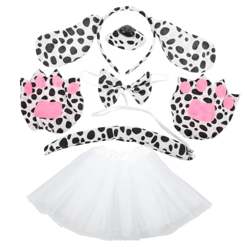 Luxshiny Niedliches Welpenohren Stirnband mit Schleife Falscher Nase Handschuhen und Tüllrock Tierkostüm Zubehör für Cosplay Halloween und Tierpartys Bequemes Stoffmaterial von Luxshiny
