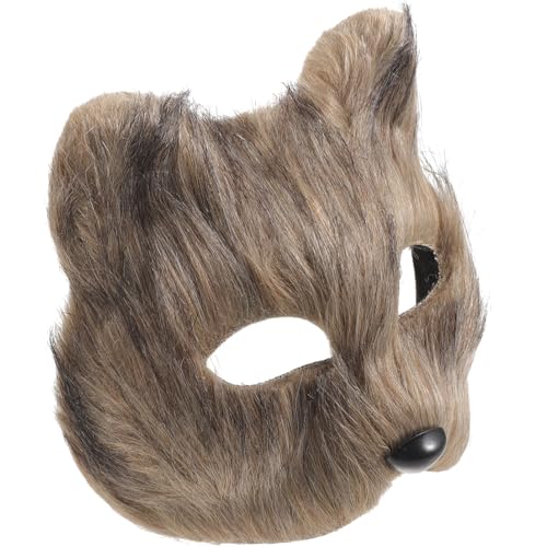 Luxshiny Plüsch-Katzen-Fuchs-Masken Realistische Therian-Maske Tiermasken Pelzige Katze Ostermaske Maskerade-Maske Cosplay-Kostüm Grau von Luxshiny