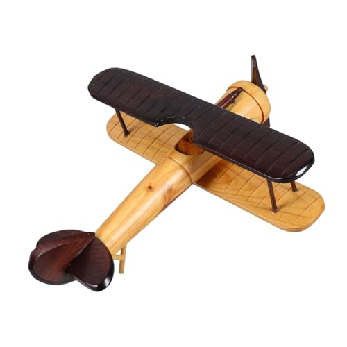 Luxshiny Retro Holz Flugzeug Modell Vintage Propeller Flugzeug Dekoration Für Schreibtisch Handmade Ornamente Für Luftfahrtliebhaber Einzigartige Holzfigur Für Raumgestaltung von Luxshiny