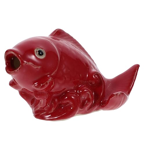 Luxshiny Sprühdüse aus Keramik Einzigartige Garten und Teichdekoration Polierte Karpfenstatue Accessoire für Innen und Außenbereiche Farbenfrohes von Luxshiny