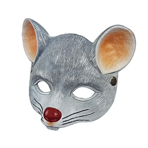 Luxshiny Tiermaske 3D-Mausmaske Rattenmaske Karneval Pu-Schaum Tierkopfmaske Für Halloween Cosplay Party Requisiten Kinder Erwachsene Hellgrau von Luxshiny