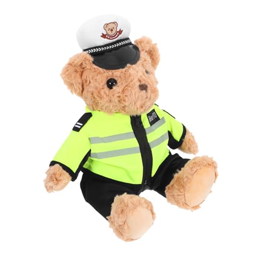 Luxshiny Verkehrspolizei Bär Puppe Polizei Stofftier Bär Kinderspielzeug Stofftier Für Freundin Bärenstab Simulierter Bär Stofftier Stofftier Bär Kinderspielzeug Plüsch von Luxshiny
