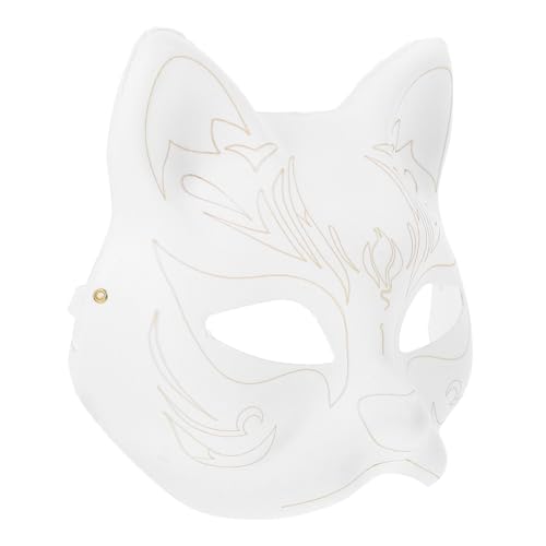 Luxshiny Weiße Fuchs-Maske Blanko Katzenmasken Bemalbar Venezianische Papiermaske Tier-Cosplay-Masken Für Bastelarbeiten Maskenball Abschlussball von Luxshiny