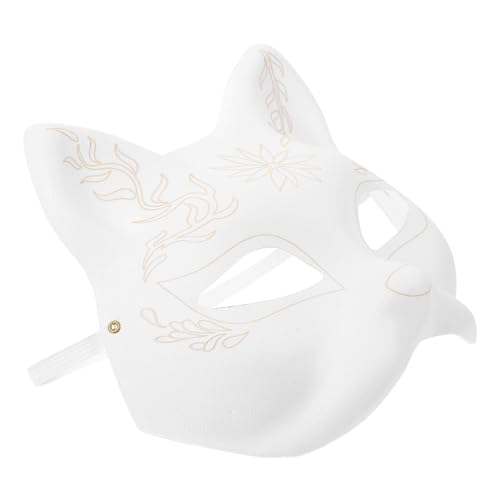 Luxshiny Weiße Fuchs-Maske Blanko Katzenmasken Bemalbar Venezianische Papiermaske Tier-Cosplay-Masken Für Bastelarbeiten Maskenball Abschlussball von Luxshiny