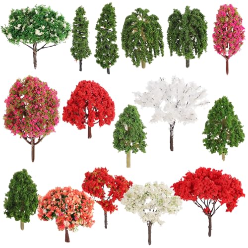 Luxshiny Winzige Modellbäume 16 Stück Miniatur-Feenbaum Pflanzenornament Miniatur-Puppenhaus-Töpfe Moos Bonsai Landschaftshandwerk Ornament von Luxshiny