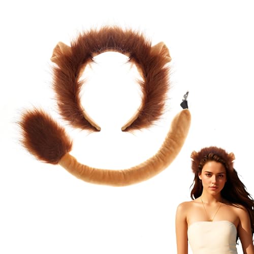 Luxtacular Löwenohren Stirnband Damen Kostüm Schwanz Zubehör Set Herren Cosplay Löwe Kostüm für Halloween Weihnachten Luxtacular Löwenohren Stirnband Damen Kostüm Schwanz Zubehör Set Herren Cosplay Löwe Kostüm für Halloween Weihnachten von Luxtacular