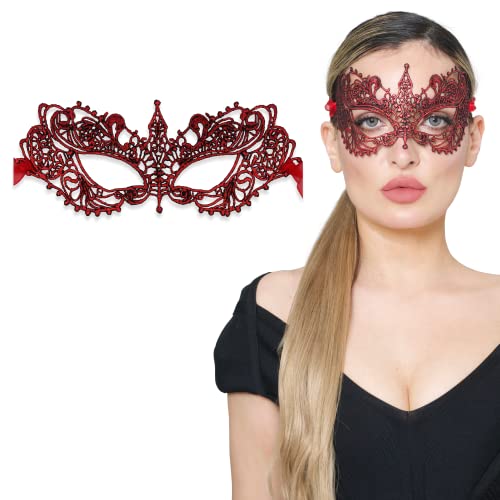 Luxury Mask Braune Maskerade-Maske für Damen, Einheitsgröße: Ana, Red Luxury Mask Braune Maskerade-Maske für Damen, Einheitsgröße: Ana, Red von Luxury Mask