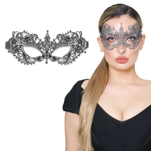 Luxury Mask Braune Maskerade-Maske für Damen, Einheitsgröße: Ana, Silver Chrome von Luxury Mask