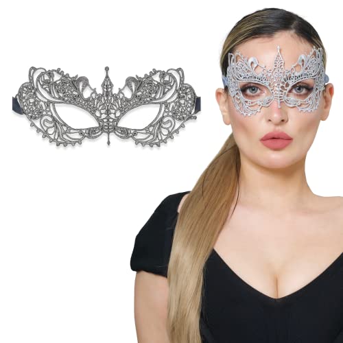 Luxury Mask Braune Maskerade-Maske für Damen, Einheitsgröße: Ana, Silver von Luxury Mask