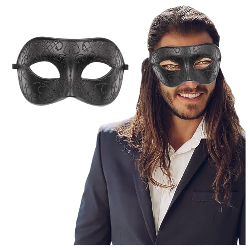 Luxury Mask Herren-Maske, venezianisch, Abschlussball, Karneval, Halloween-Maske, Schwarzes Design, Einheitsgre Luxury Mask Herren-Maske, venezianisch, Abschlussball, Karneval, Halloween-Maske, Schwarzes Design, Einheitsgre von Luxury Mask